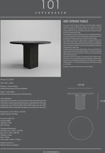 Arc matbord Ø120 cm - Coffee black oak - 101 Copenhagen