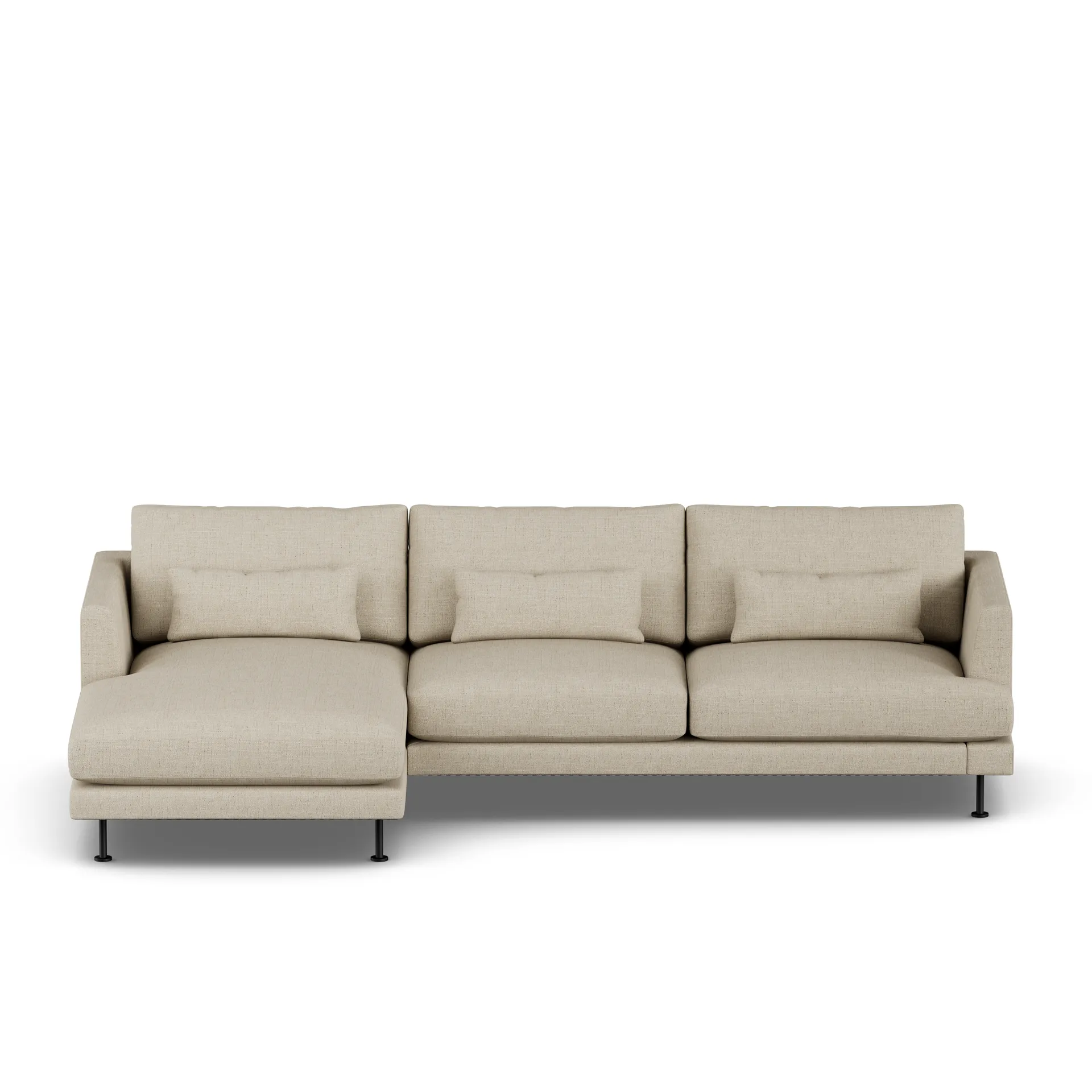 Bredhult soffa, Bern Beige 0341-svart stål, 2,5-sits C2 1898