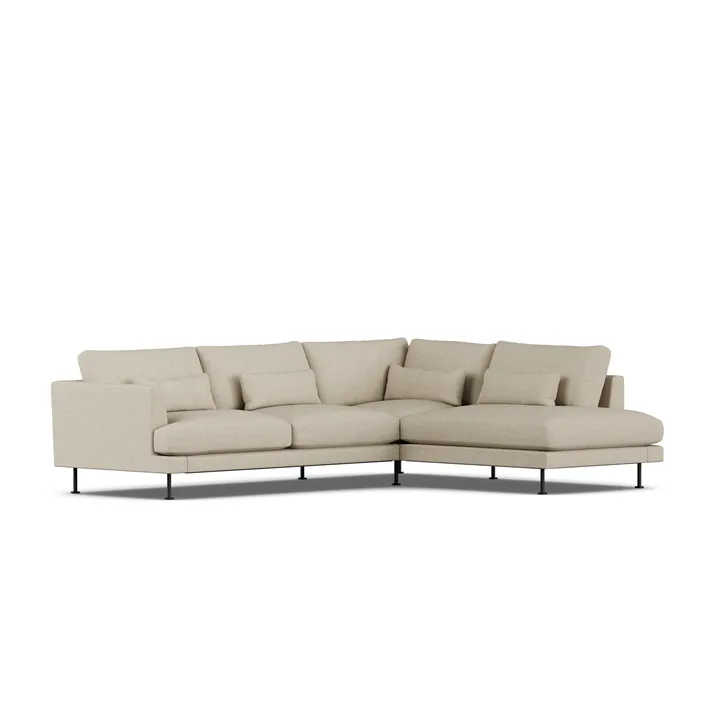 Bredhult soffa - Bern Beige 0341-svart stål, 3-sits A1 - 1898