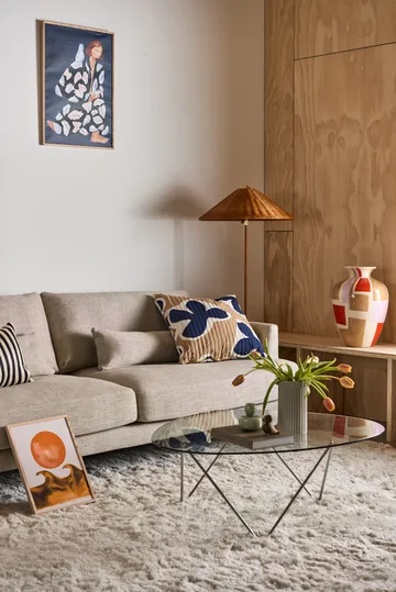 Bredhult soffa - Bern Beige 0341-vitoljad ek, 3-sits - 1898