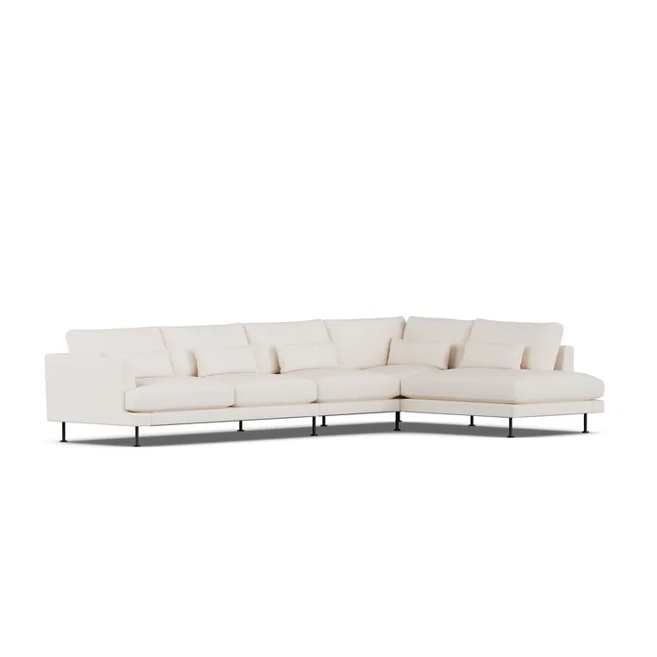 Bredhult soffa - Caleido Beige 9600-svart stål, 4-sits B1 - 1898