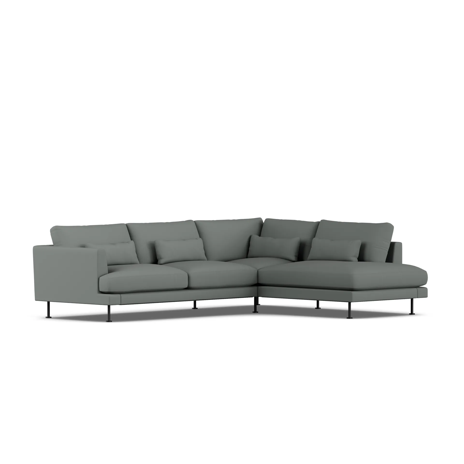 Bredhult soffa, Caleido Grey 1240-svart stål, 3-sits A1 1898