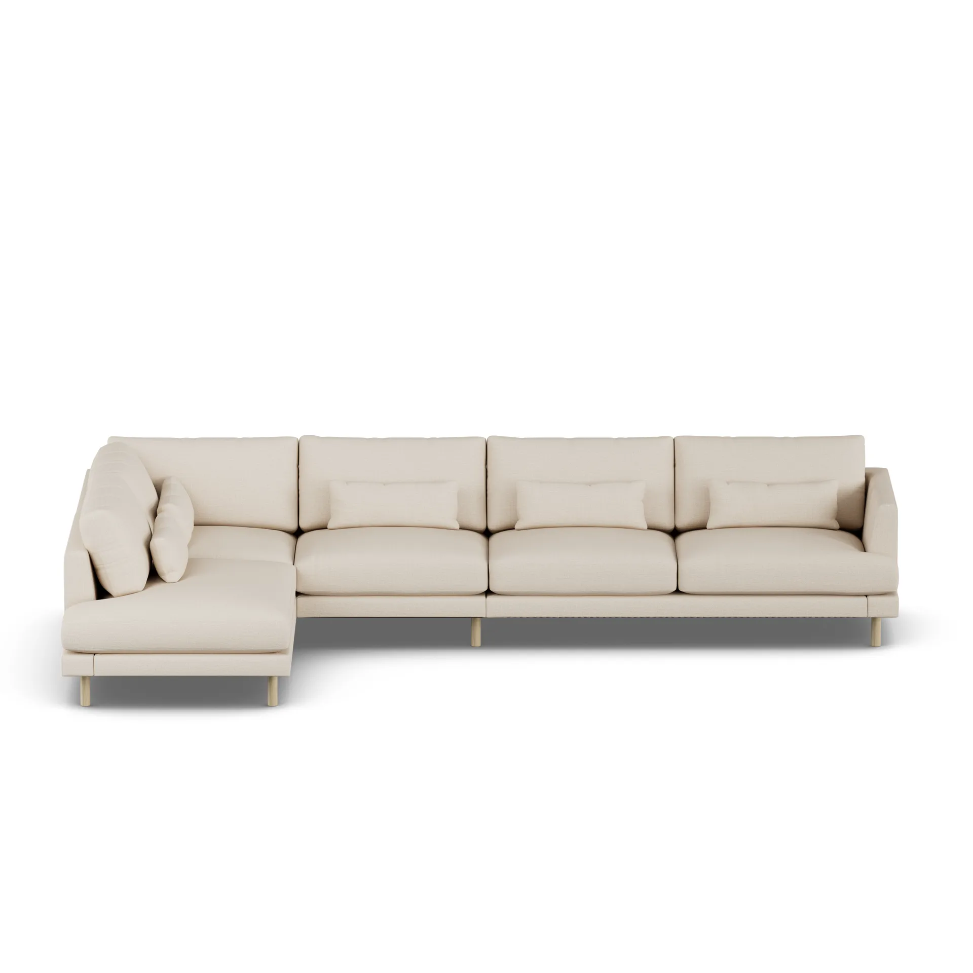 Bredhult soffa, Same Beige 6670-vitoljad ek, 4-sits B2 1898