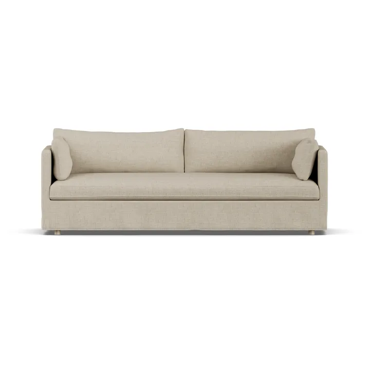 Linnevik soffa - Bern beige 0341-vitoljad ek, 4-sits, med kappa - 1898