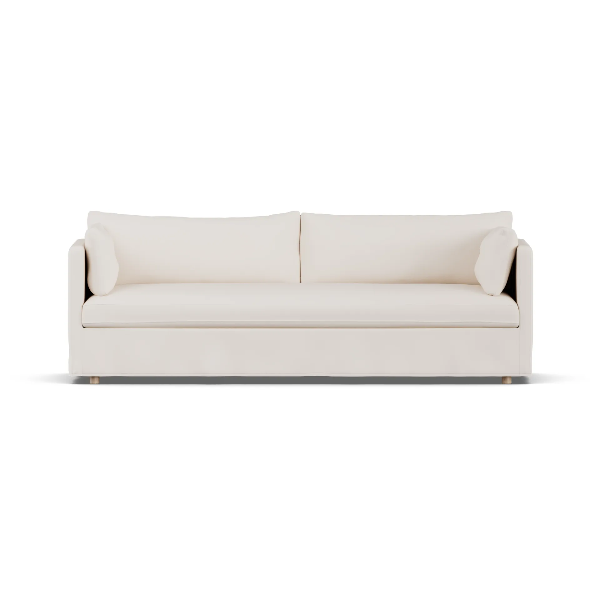 Linnevik soffa, Caleido beige 9600-vitoljad ek, 4-sits, med kappa 1898