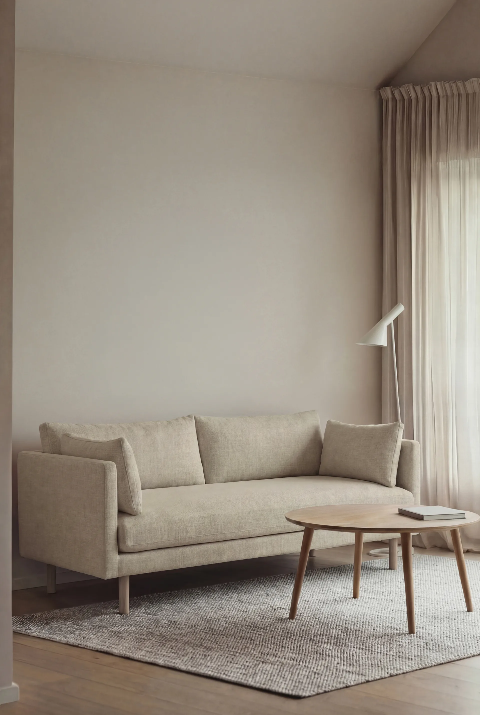 Linnevik soffa, Luiza Beige 3981-vitoljad ek, 2-sits 1898