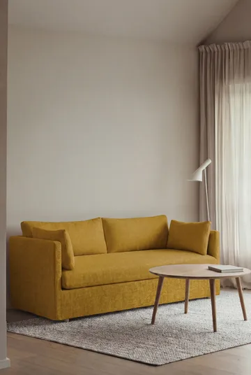 Linnevik soffa - Luiza Mustard 3972-vitoljad ek, 2-sits, med kappa - 1898