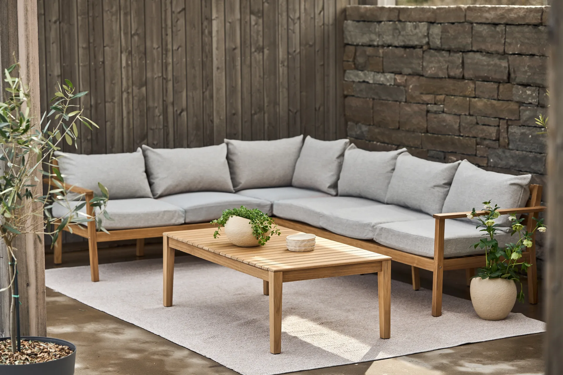 Stockaryd hörnsoffa teak/light grey 1898