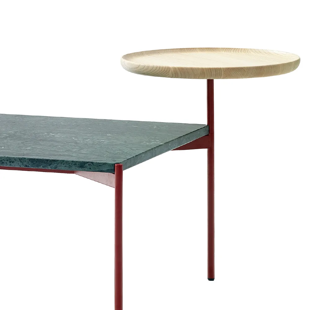 Plateau med bricka soffbord, marmor brun-svart stativ-bricka i ask-60x100 Adea