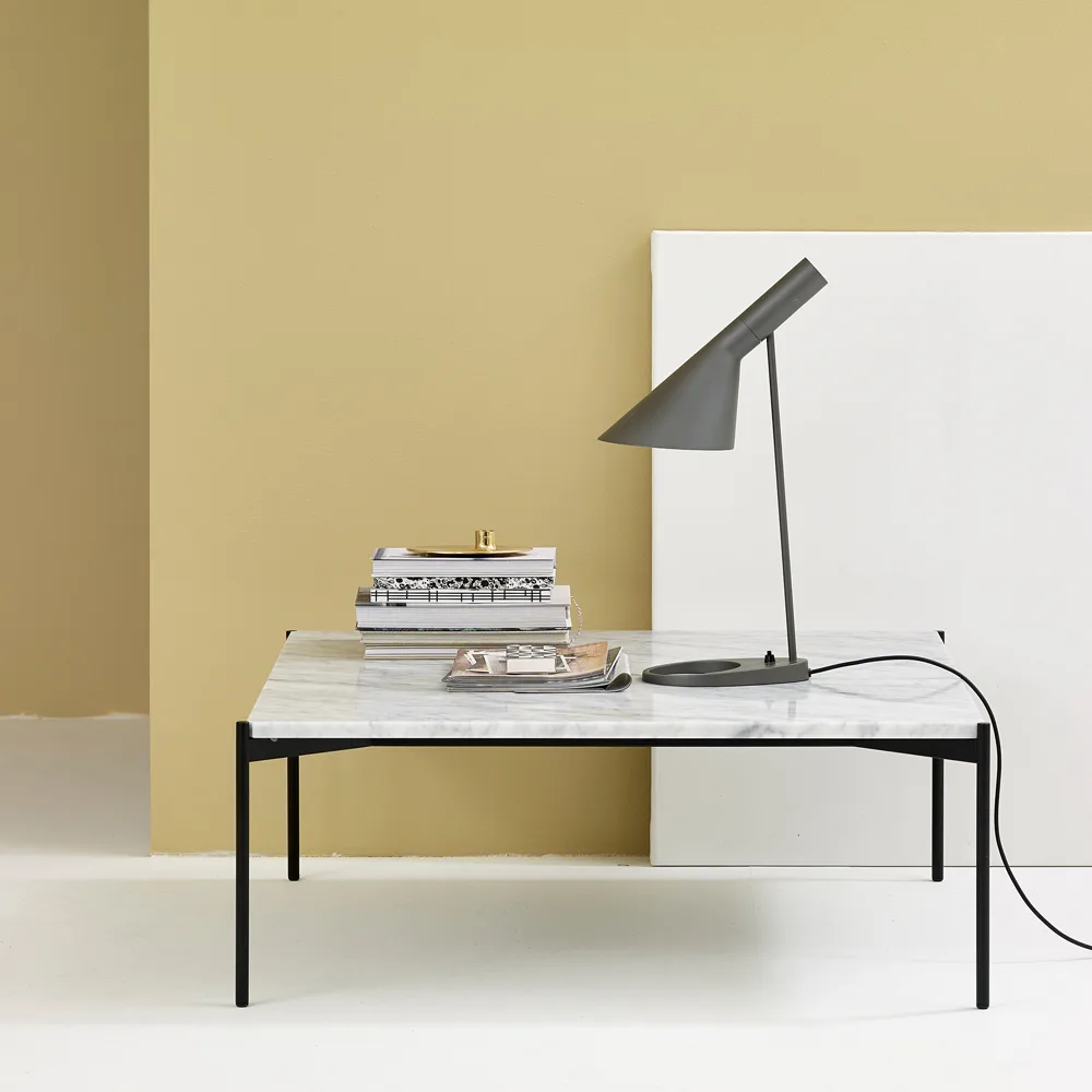 Plateau soffbord, marmor vit, svart underrede, 60x100 Adea