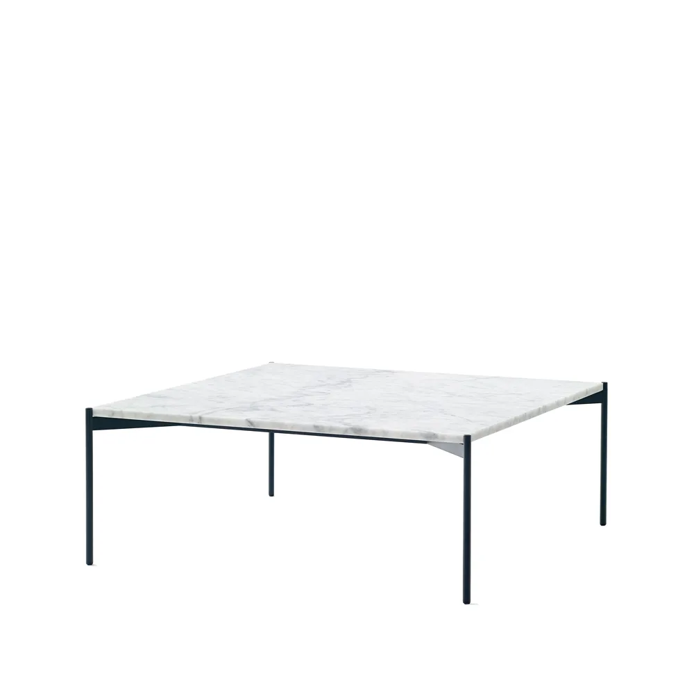 Plateau soffbord, marmor vit, svart underrede, 90x90 Adea