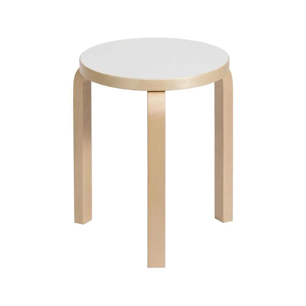 Stool 60 pall 3 st ben, Vit laminat-Björk Artek