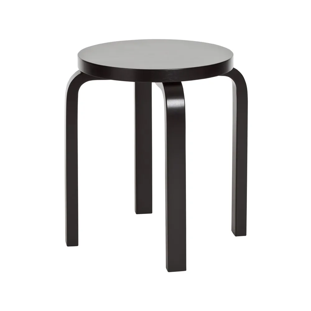 Stool E60 pall 4 st ben, Svart lack Artek