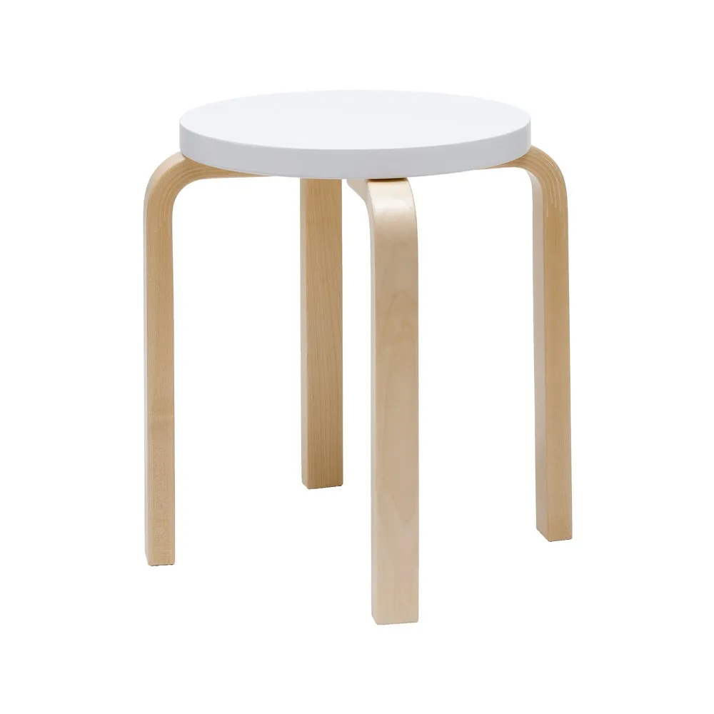 Stool E60 pall 4 st ben, Vit-Björk Artek