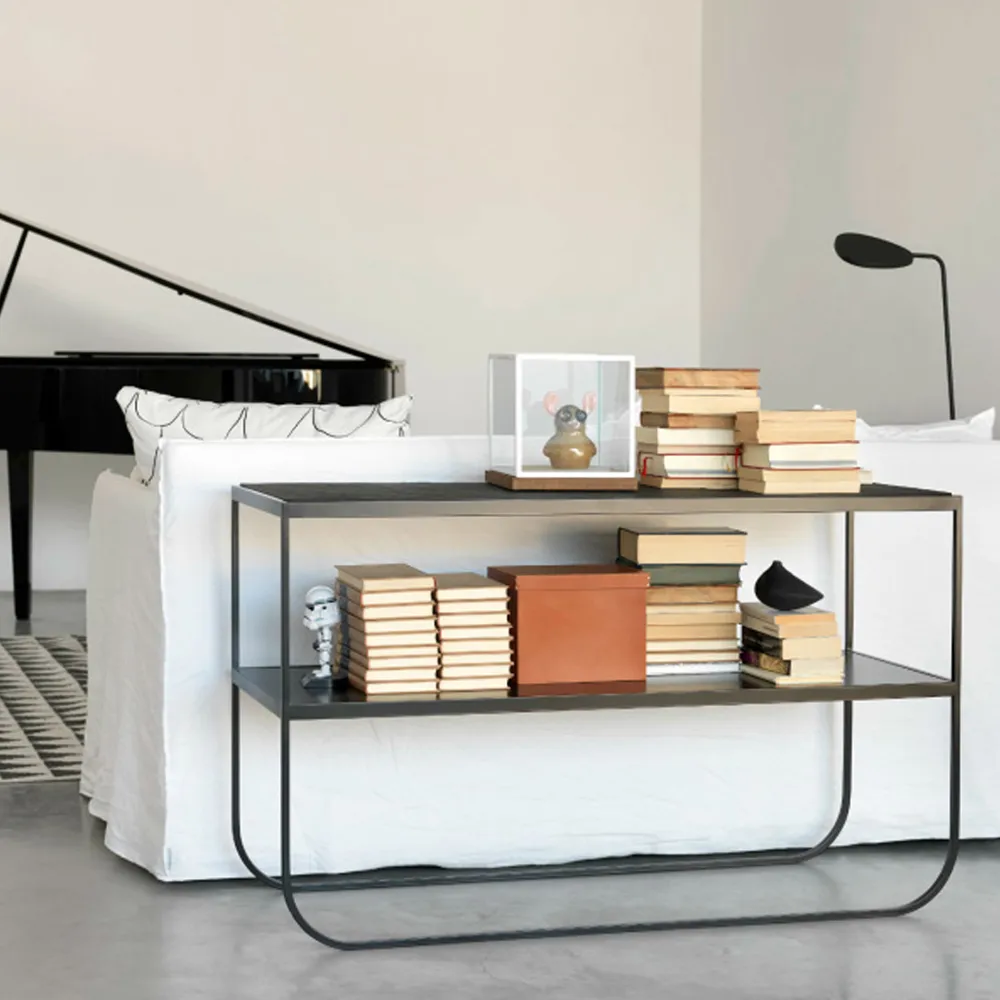 Tati console 65 sidobord, kalksten jura, nougat stativ, 65 Asplund