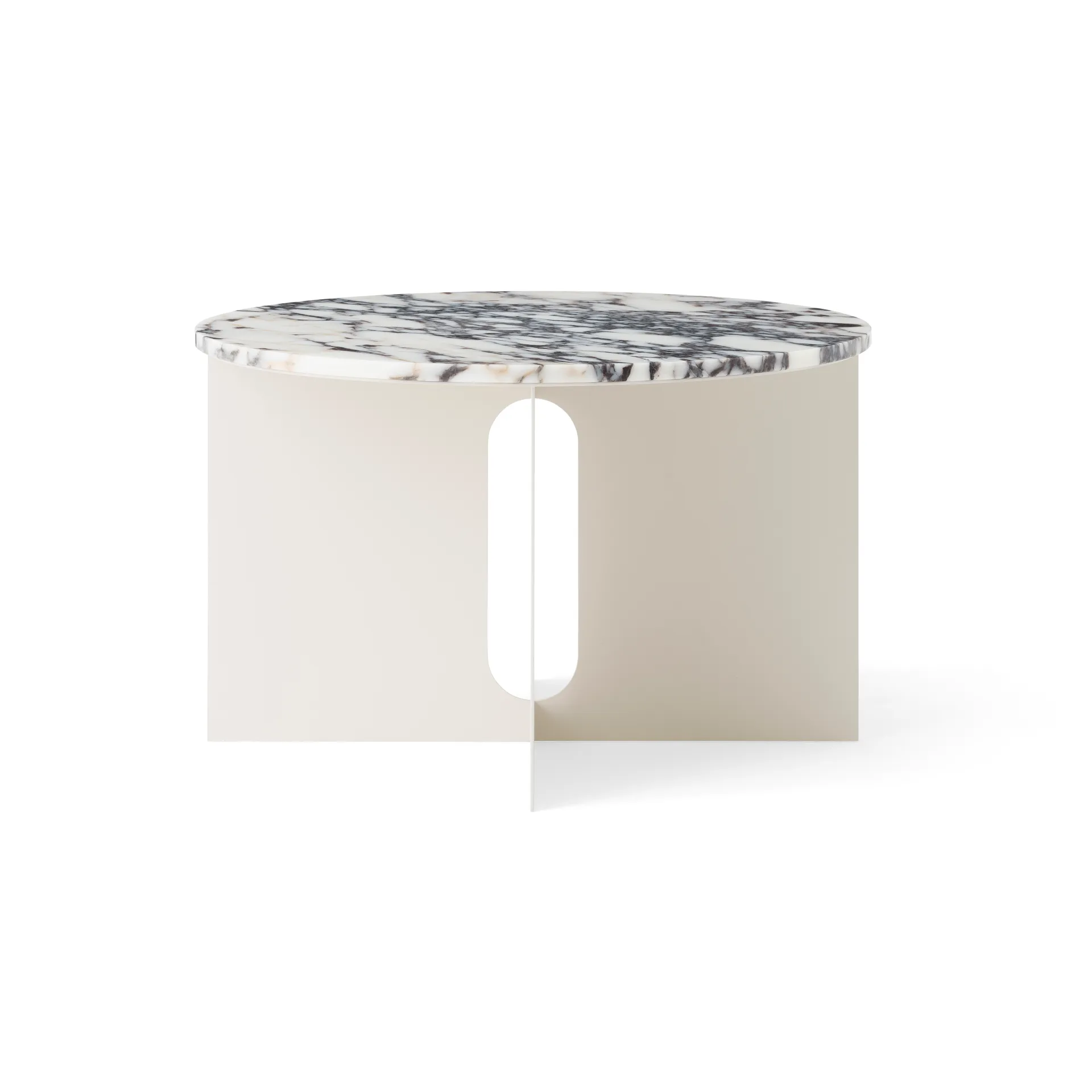 Androgyne sidobord, Calacatta Viola marmor-ivory stål, Ø65 cm Audo Copenhagen