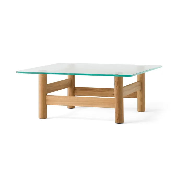 Brasilia soffbord 100x100 cm - Natural oak-clear glass - Audo Copenhagen