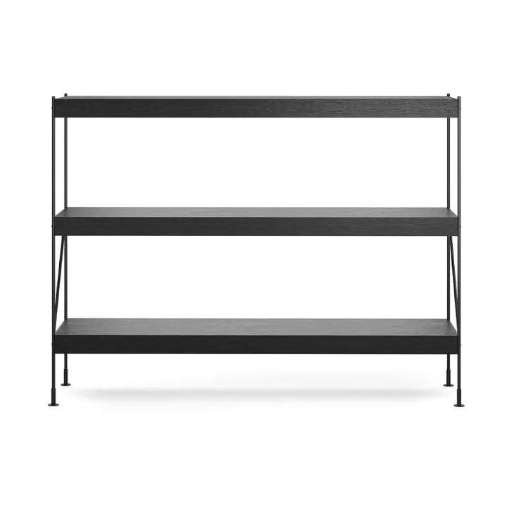 Zet hyllsystem - oak black stained, 1x3, black steel base - Audo Copenhagen