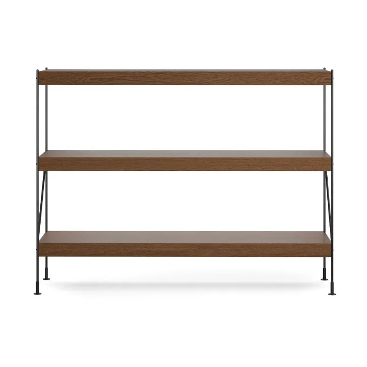 Zet hyllsystem - oak dark stained, 1x3, black steel base - Audo Copenhagen