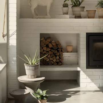 Atlas raw kruka med fat - Grey, Ø18 cm - Bergs Potter