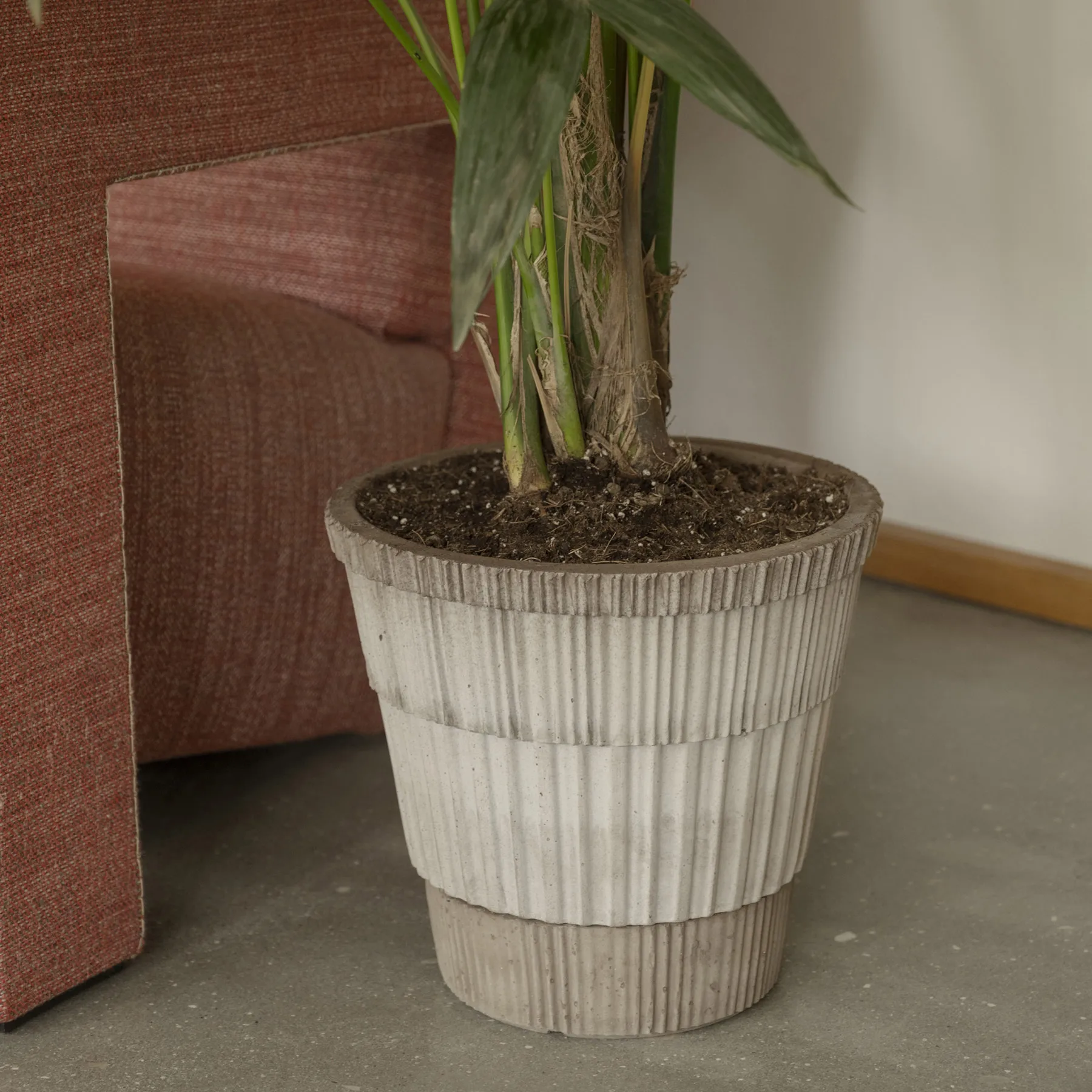 Atlas raw kruka med fat, Grey, Ø25 cm Bergs Potter