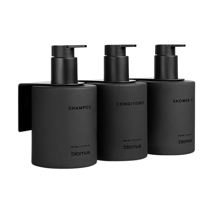 Kirei glasflaskor inkl vägghållare 3-pack - Smoke, limmonterad - blomus