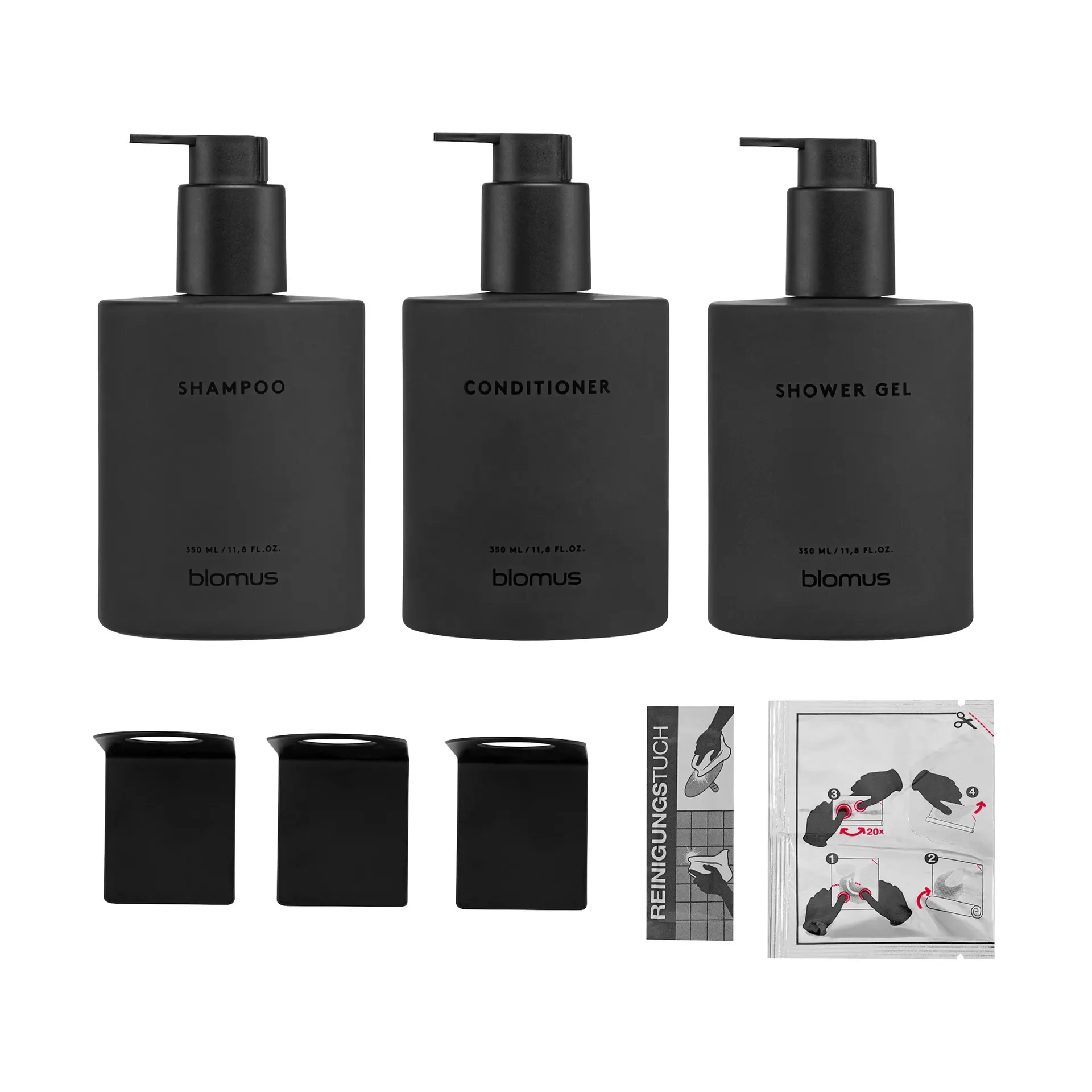 Kirei glasflaskor inkl vägghållare 3-pack, Smoke, limmonterad blomus