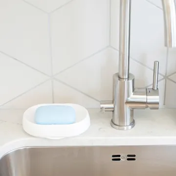Tvålfat med dold avrinningspip silikon large - Vit - Bosign