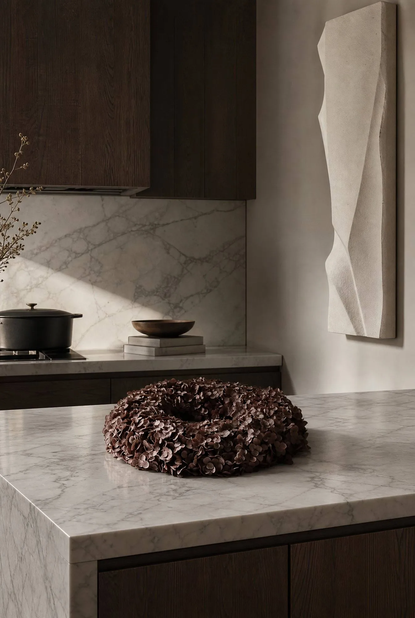 Hortensia Wreath blomkrans, Brown, 40 cm Botané