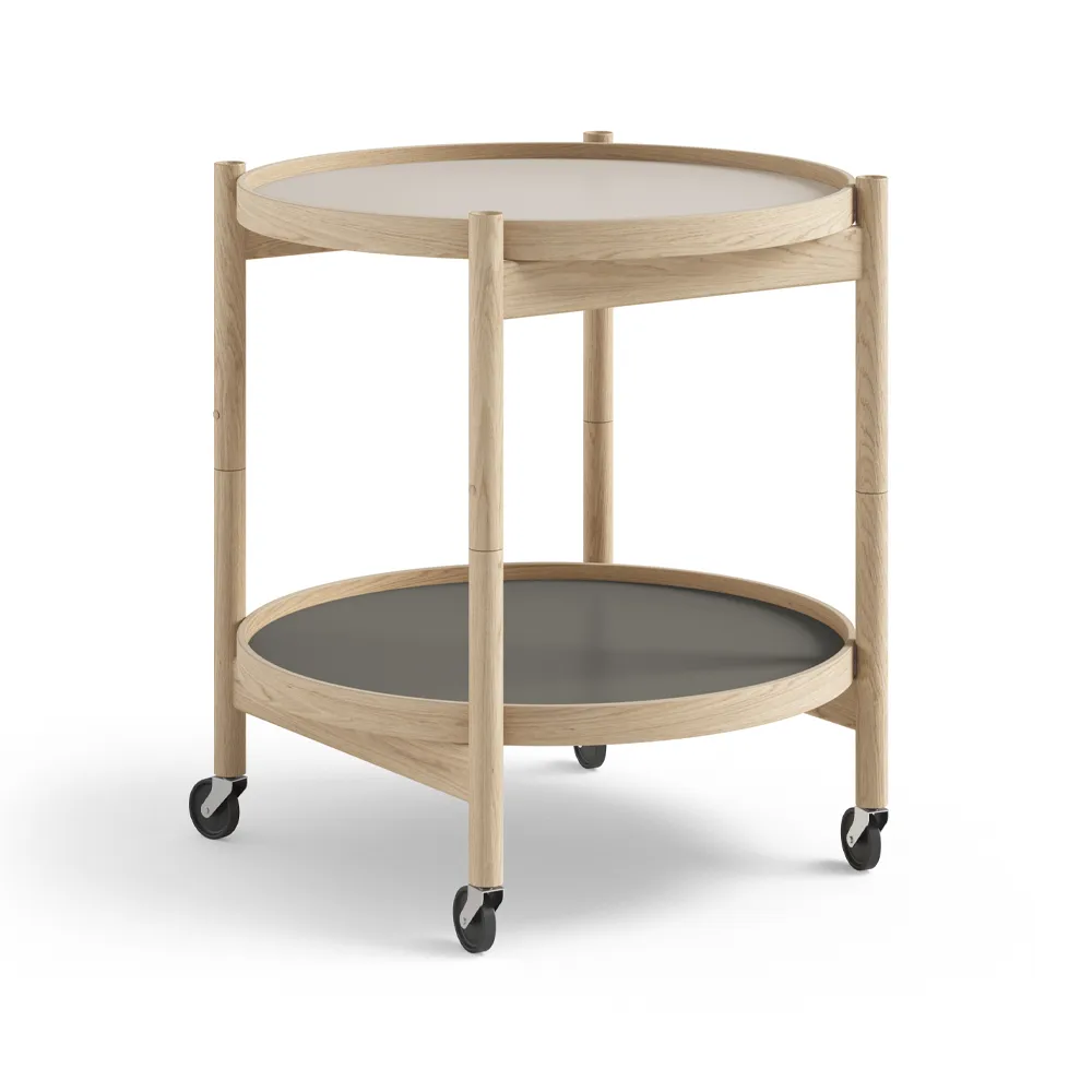 Bølling Tray Table model 50 rullbord, stone, obehandlat ekstativ Brdr. Krüger