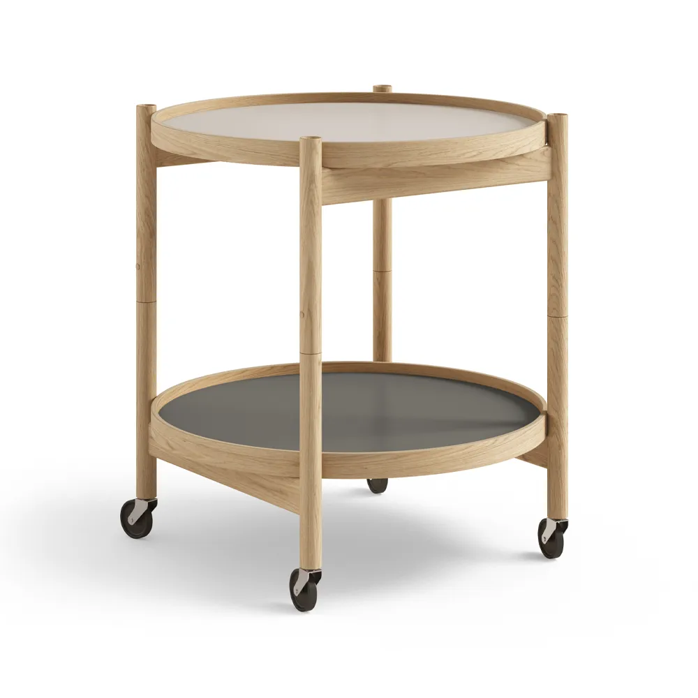 Bølling Tray Table model 50 rullbord, stone, oljat ekstativ Brdr. Krüger