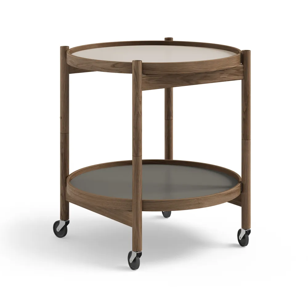 Bølling Tray Table model 50 rullbord, stone, rökoljat ekstativ Brdr. Krüger