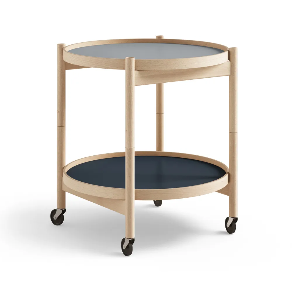 Bølling Tray Table model 50 rullbord, water, oljat bokstativ Brdr. Krüger