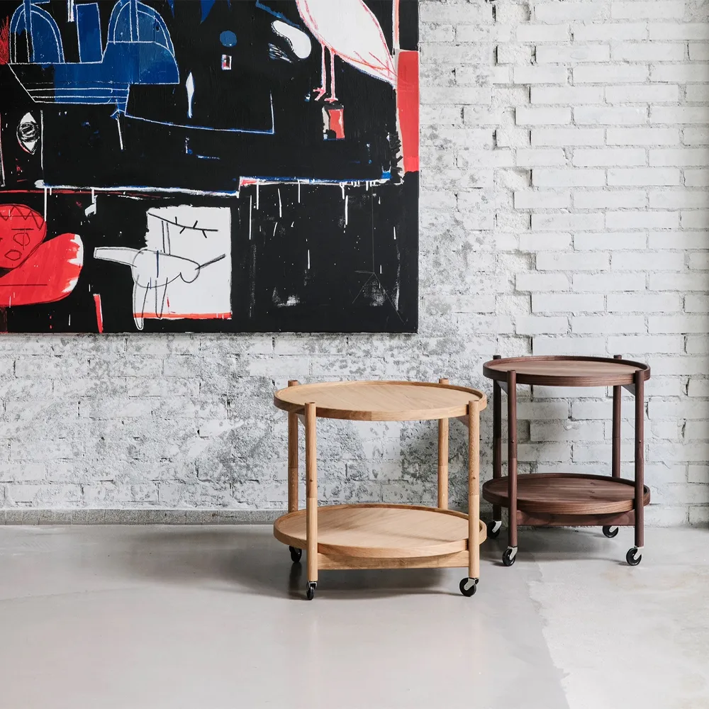 Bølling Tray Table model 60 rullbord, base, rökoljad ekstativ Brdr. Krüger
