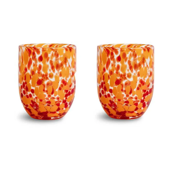 Messy glas 30 cl 2-pack - Röd-orange - Byon
