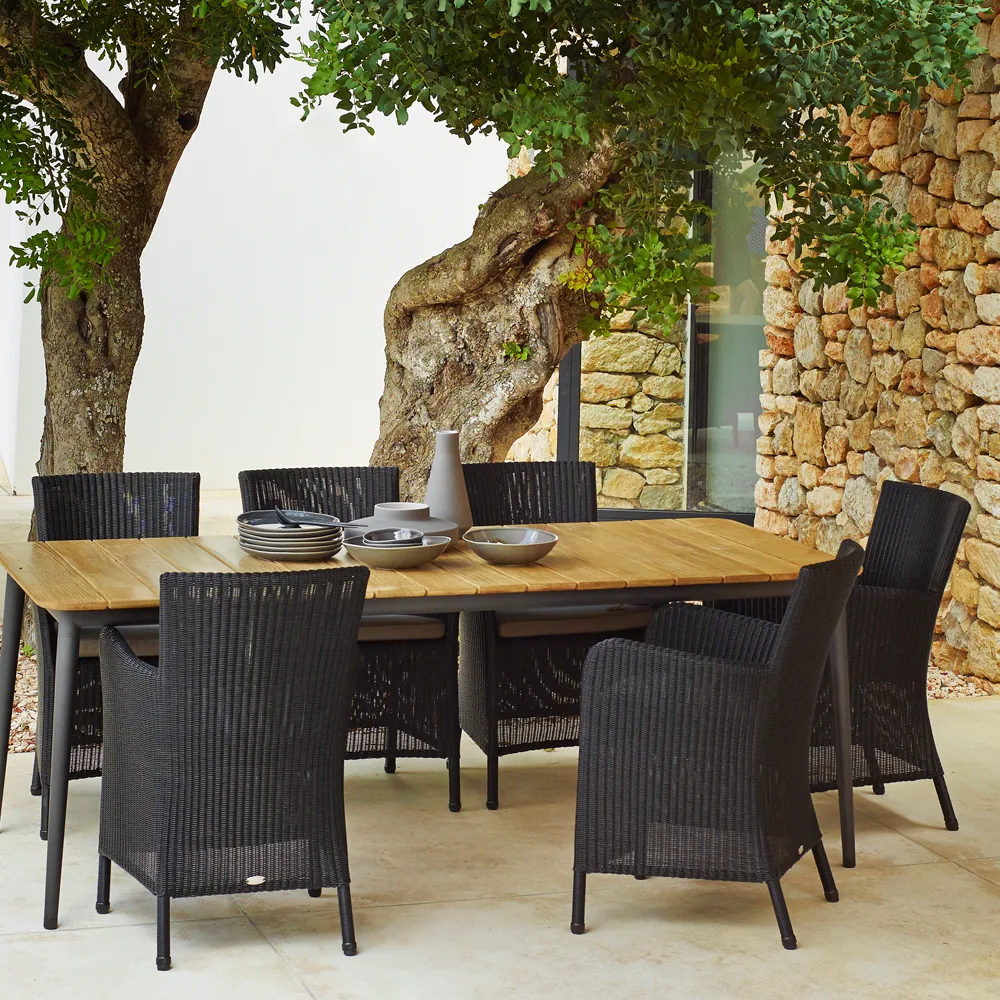 Core matbord teak 274x100x74 cm, Lava grey stativ Cane-line