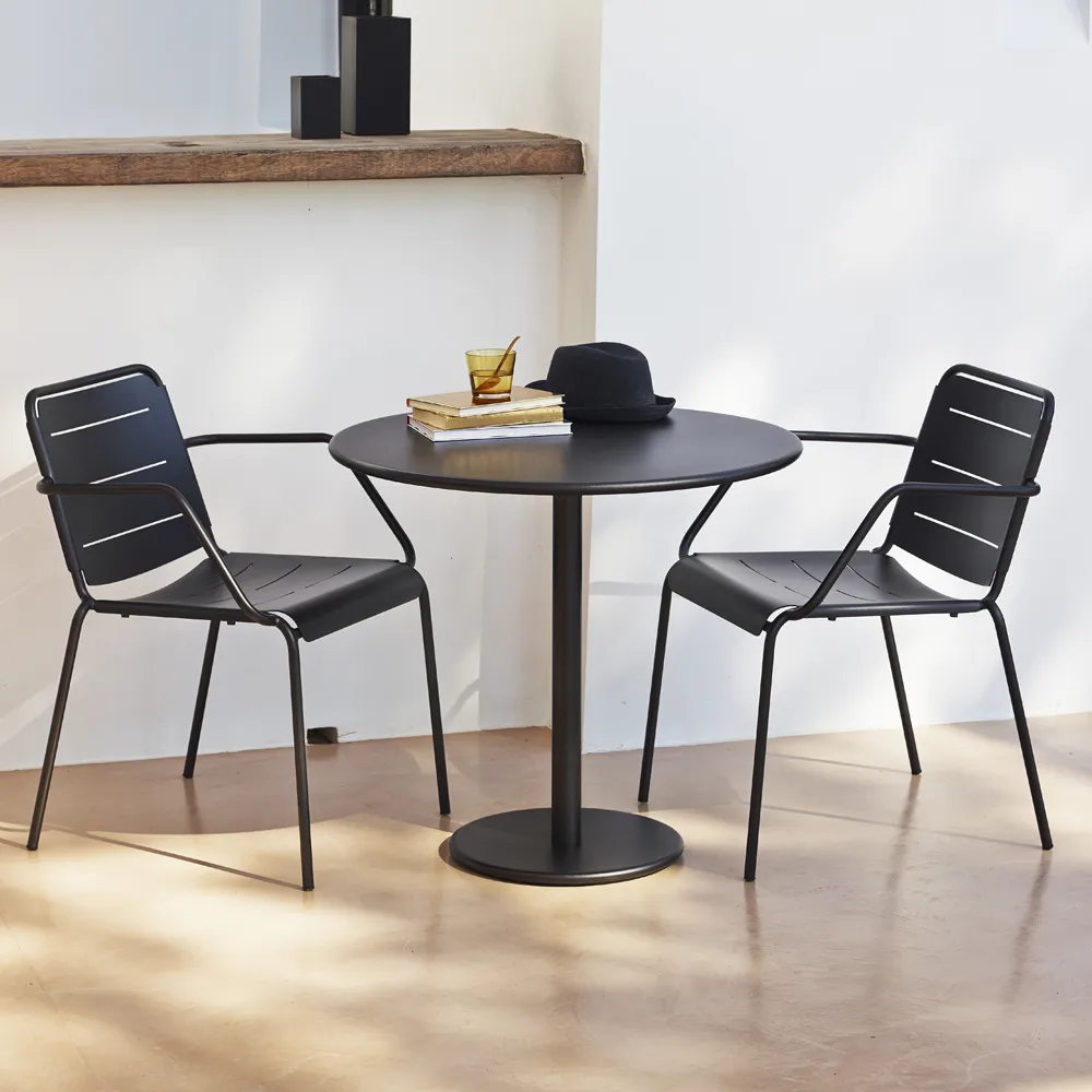 Go cafébord Ø80 cm, Lava grey-lava grey Cane-line