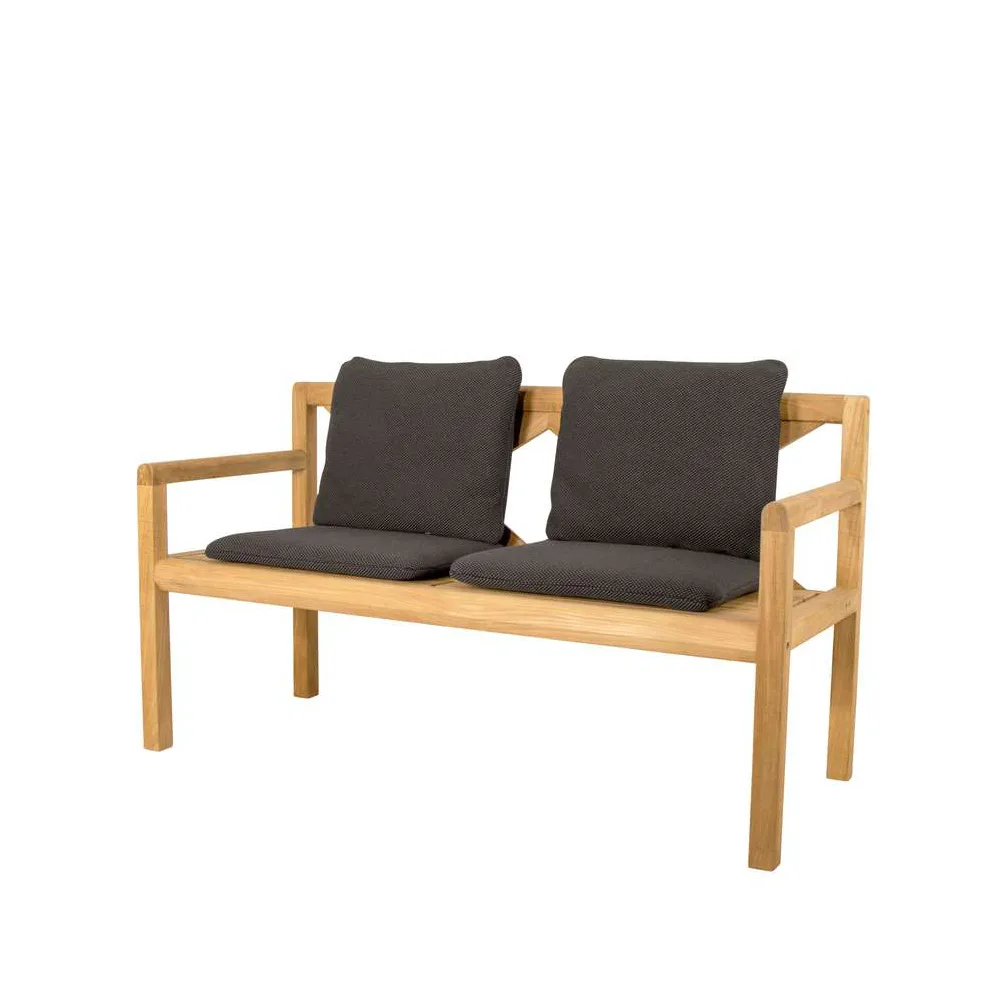 Grace 2-sits bänk, Dark grey, teak Cane-line