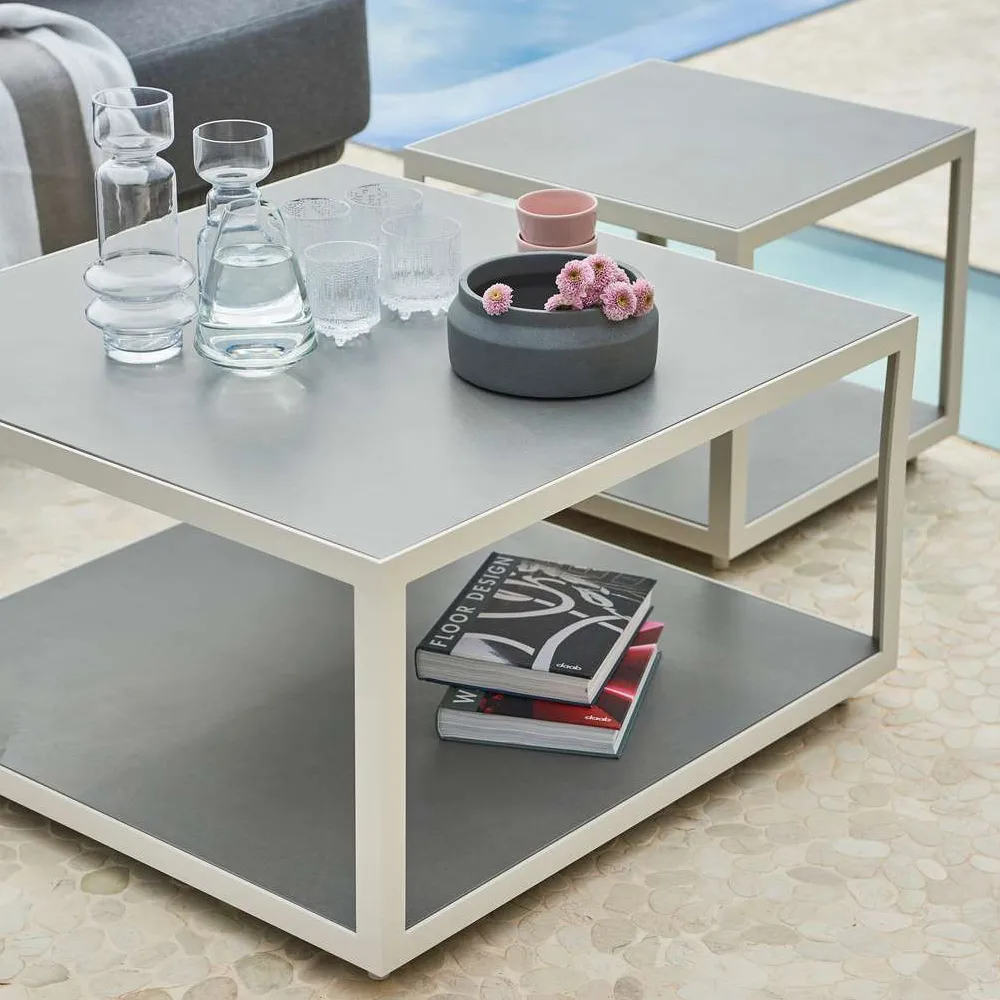 Level sidobord, Teak, vitt stativ Cane-line