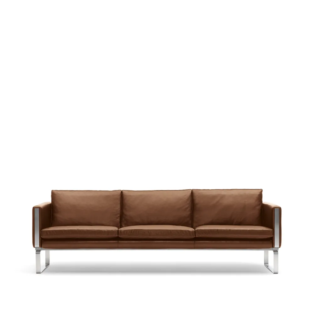 CH103 soffa 3-sits, Sif 92 läder-rostfritt stål Carl Hansen & Søn