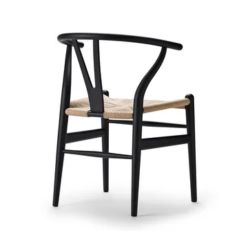 CH24 Y-stol Soft naturflätad sits - Black S9000-N - Carl Hansen & Søn