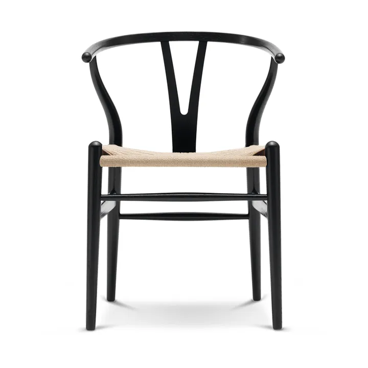 CH24 Y-stol - Svartlackad ek-naturflätad sits - Carl Hansen & Søn