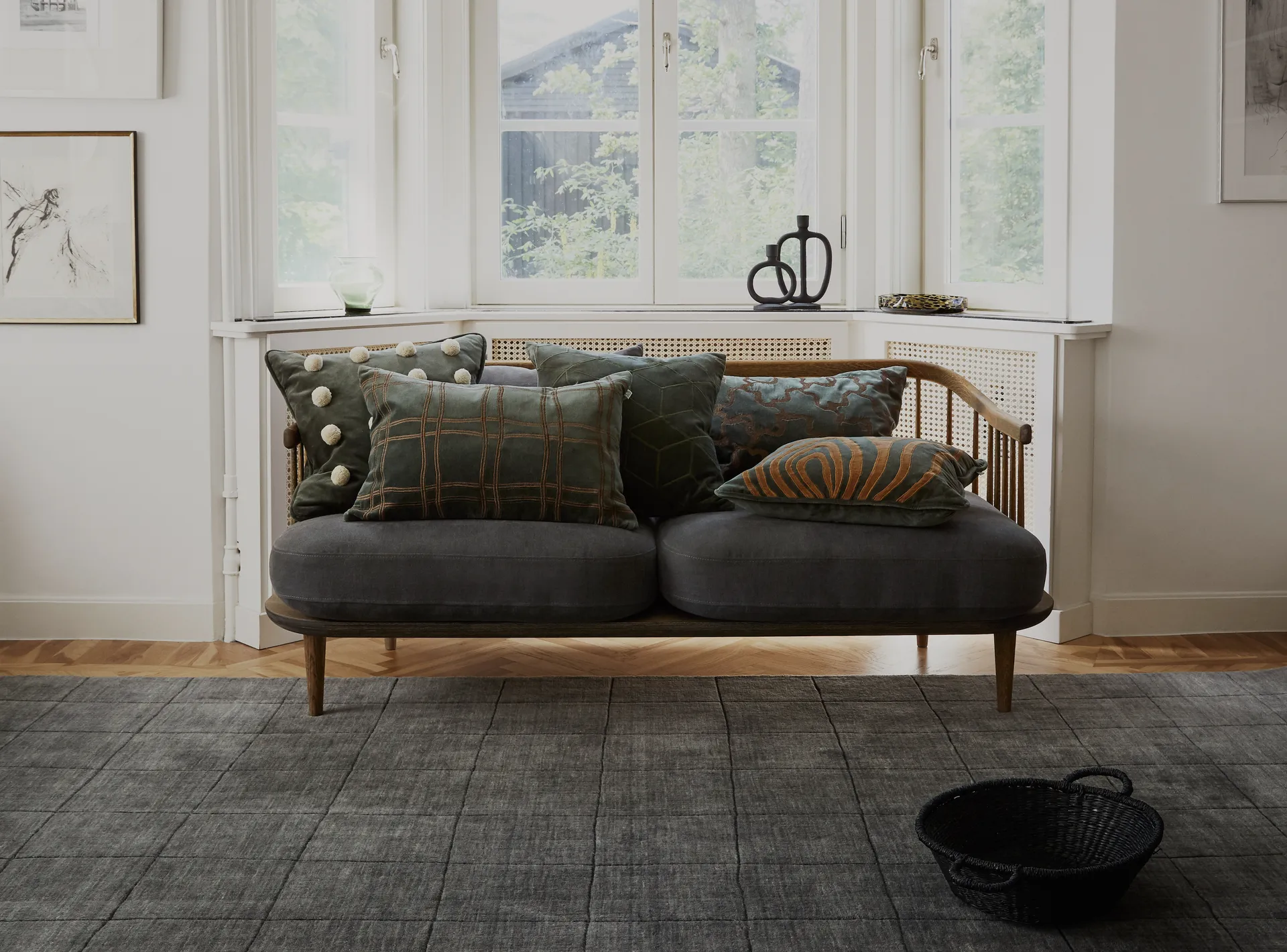 Chand kuddfodral 40x60 cm, Forest green-cognac Chhatwal & Jonsson