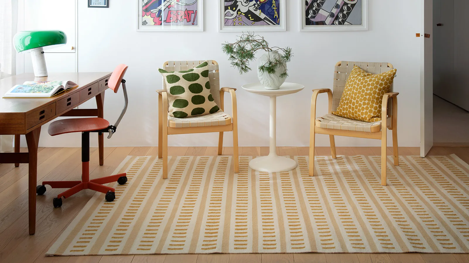 Ladakh ullmatta, Off white-beige-masala yellow, 180x270 cm Chhatwal & Jonsson