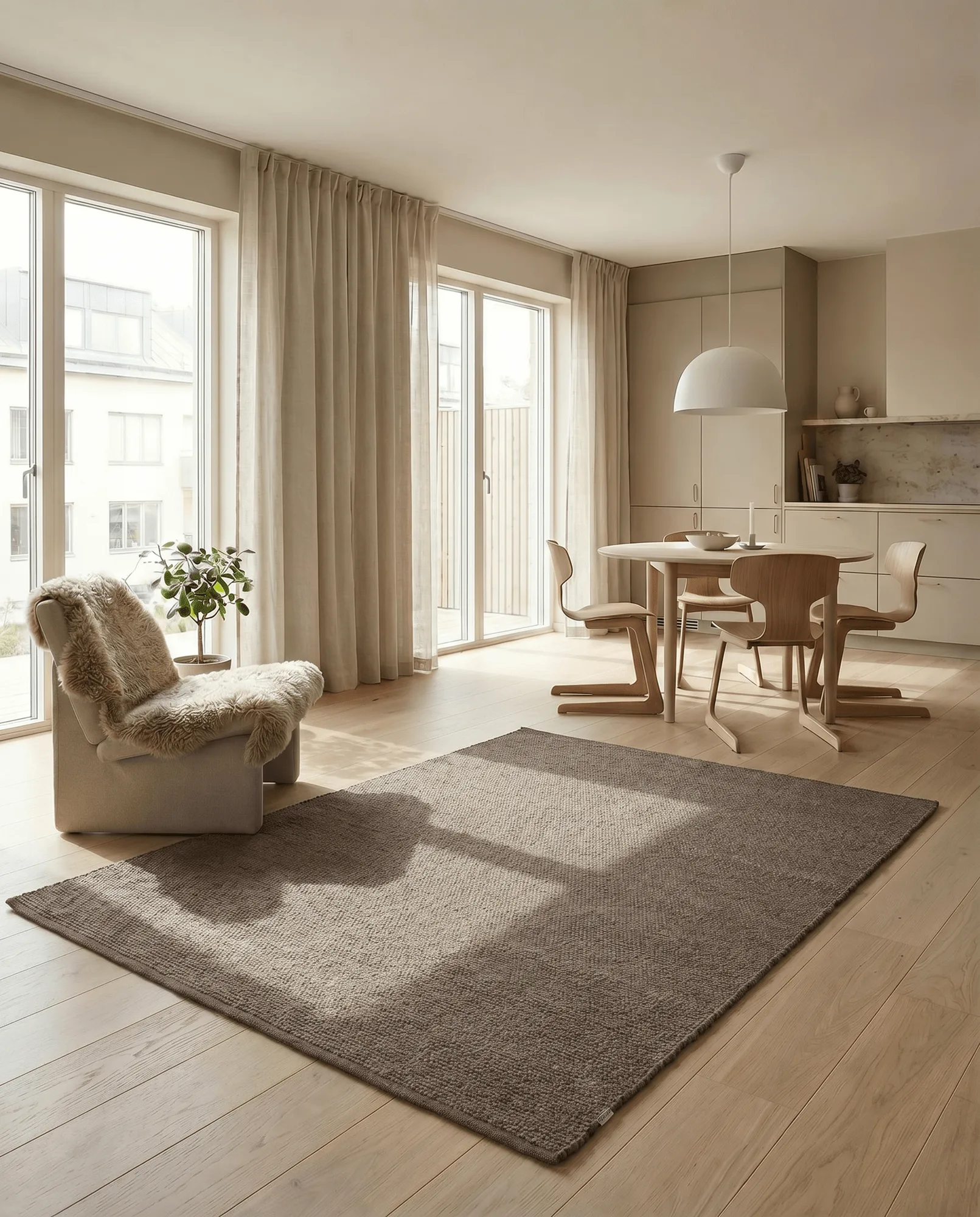 Merino ullmatta, Brun, 140x200 cm Classic Collection