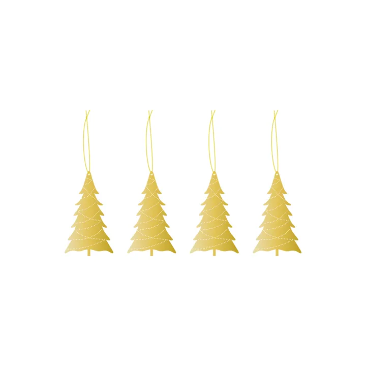 Cooee julhänge mässing 4-pack - Tree - Cooee Design