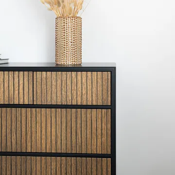 Line Hög byrå - Walnut/white-3+3 lådor-sockel - Englesson