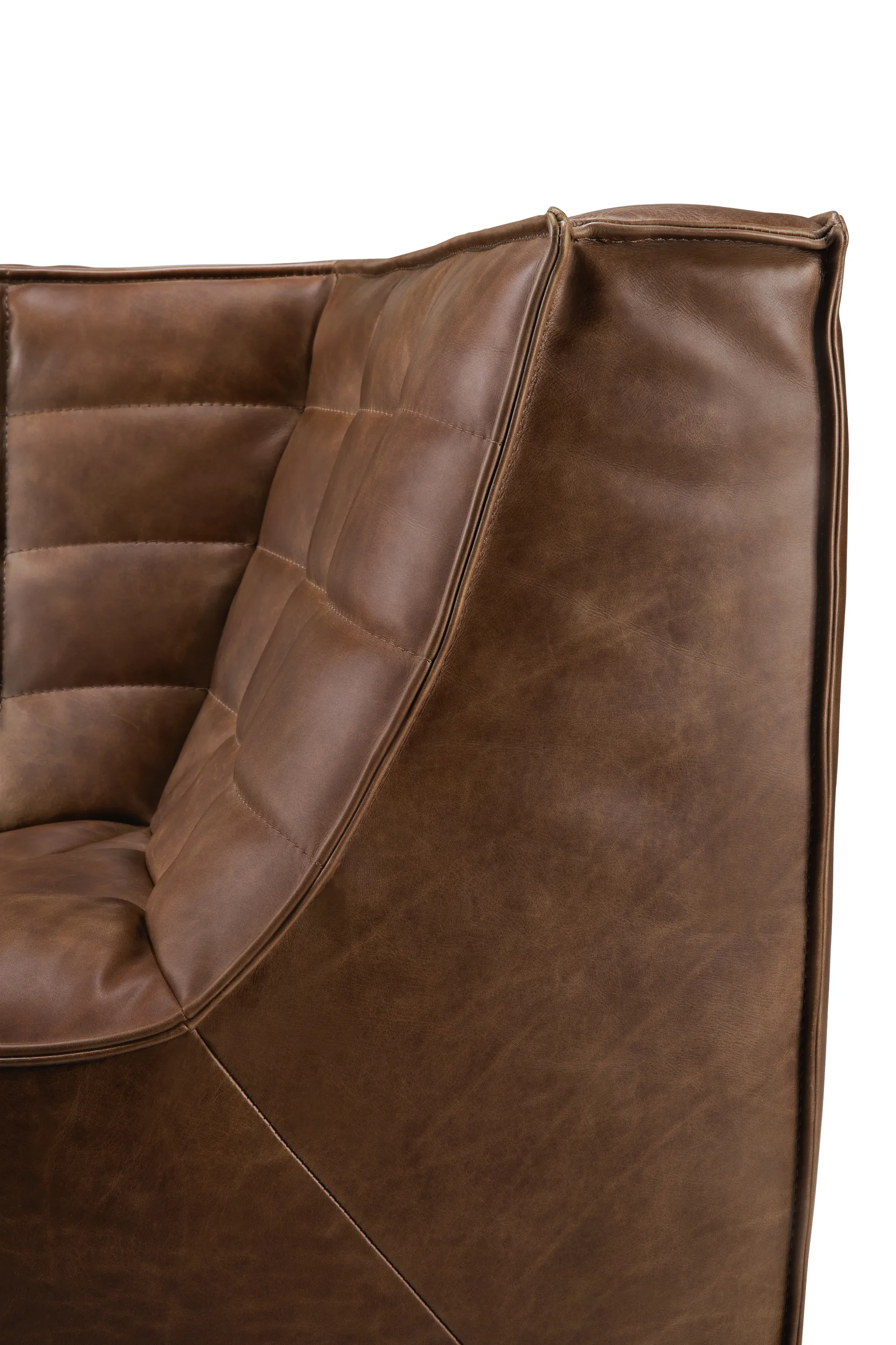 N701 hörnmodul rundad 45°, Läder Chestnut Ethnicraft