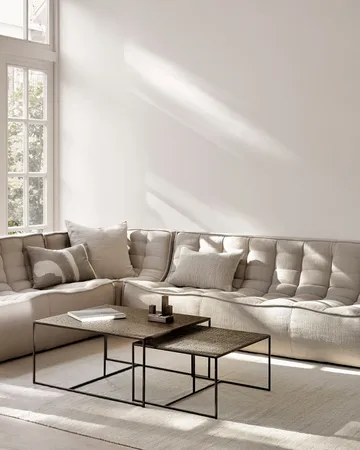 N701 modulhörnsoffa med rakt hörn, tyg Beige, 301x231 cm - Ethnicraft