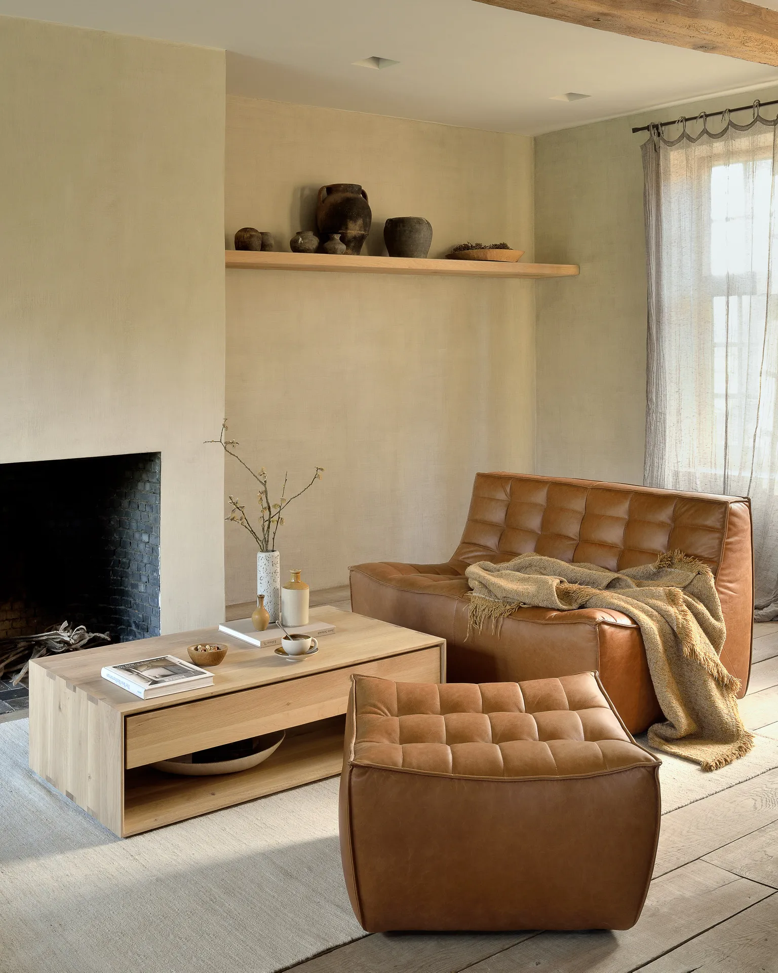 N701 soffa 2-sits, läder old saddle brown Ethnicraft